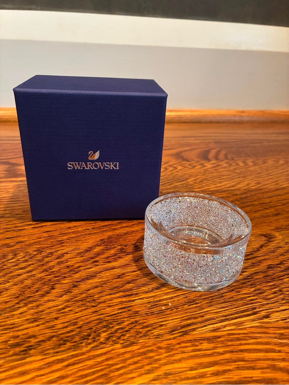 Swarovski Clear Crystal Tealight Holder with Iridescent Sparkle
